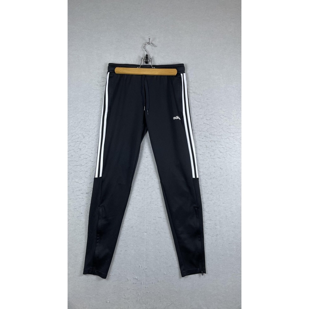 Adidas Pants Mens Small Black AEROREADY 3-Stripes Track‎ Tapered Joggers Zip Hem